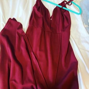 Cut out Leg Maroon dress